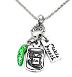 Pickle Breath Pickle jar charm holder necklace 20" chain