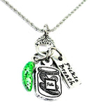 Pickle Breath Pickle jar charm holder necklace 20" chain