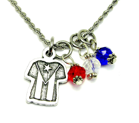 Puerto Rico t shirt  20" Rope Necklace Puerto Rican flag