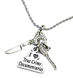 I love true crime documentaries Charm Holder Necklace 20" Chain Necklace