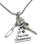 I love true crime documentaries Charm Holder Necklace 20" Chain Necklace