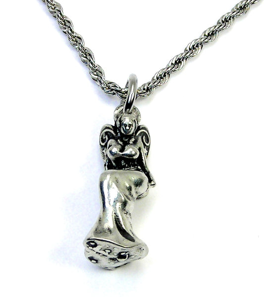 Voluptuous sitting fairy 3D necklace