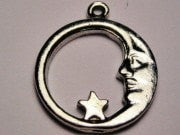 Moon With Star In Circle Genuine American Pewter Charm