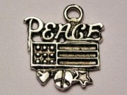 Peace With American Flag Genuine American Pewter Charm