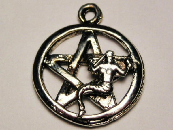 Pentacle With Mermaid Genuine American Pewter Charm