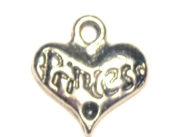 Princess Heart Genuine American Pewter Charm