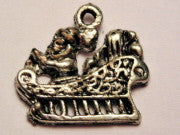 Santa On Sleigh Genuine American Pewter Charm