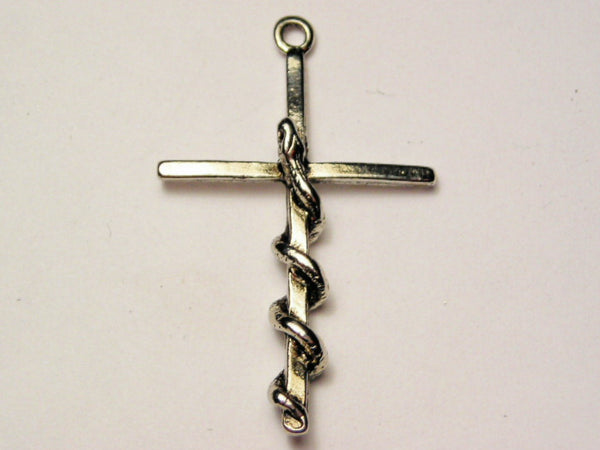 Serpent Cross Genuine American Pewter Charm