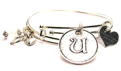 initial u bracelet, initial u bangles, initial u jewelry, letter u bracelet, letter u bangles