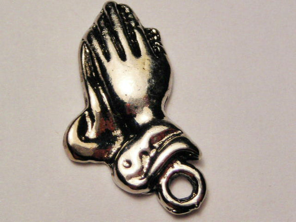 Small Praying Hands Genuine American Pewter Charm