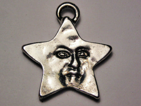 Star With Face Genuine American Pewter Charm