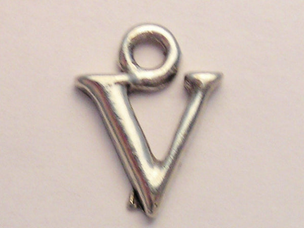 Initial V Genuine American Pewter Charm