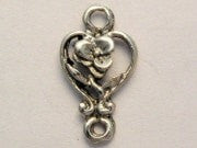 Flowered Heart W 2 Loops Genuine American Pewter Charm