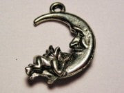 Moon With Baby Angel Sleeping Genuine American Pewter Charm