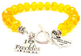 I Love Freckles Crystal Beaded Toggle Style Bracelet