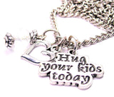 Hug Your Kids Today Heart And Crystal Necklace