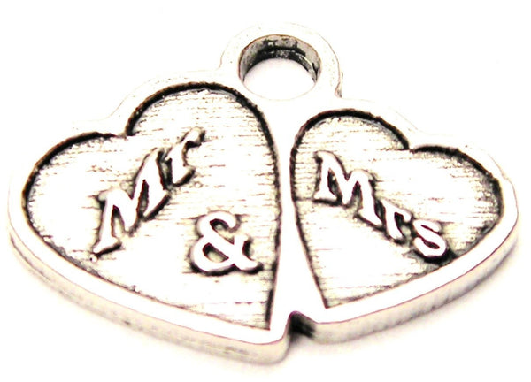 Mr. & Mrs. Double Hearts Genuine American Pewter Charm