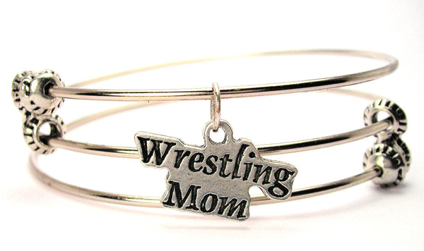 Wrestling Mom Triple Style Expandable Bangle Bracelet