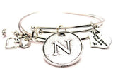 Initial N Expandable Bangle Bracelet Set