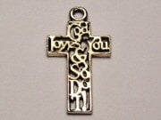 Cross God Loves You And So Do I Genuine American Pewter Charm