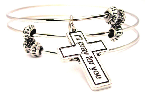 Ill Pray For You Triple Style Expandable Bangle Bracelet