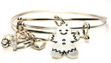 Gingerbread Boy Cookie Expandable Bangle Bracelet Set