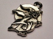 Evil Witch Over Moon Genuine American Pewter Charm