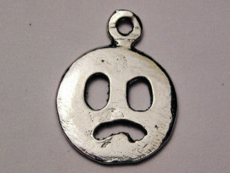 Sad Face Big Eyes Genuine American Pewter Charm