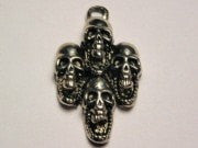 Four Skulls Pendant Genuine American Pewter Charm