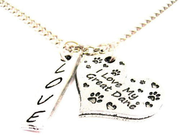 I Love My Great Dane Love Stick Necklace