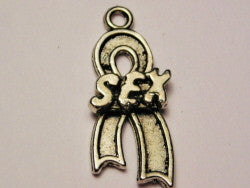 Safe Sex Awareness Ribbon Genuine American Pewter Charm