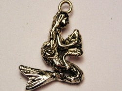 Mommy Mermaid With Baby Genuine American Pewter Charm