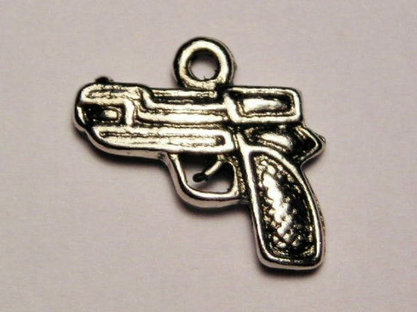 Hand Gun Genuine American Pewter Charm