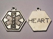 Heart Medical Alert Genuine American Pewter Charm