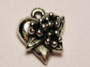 Heart With 3 Flowers Genuine American Pewter Charm