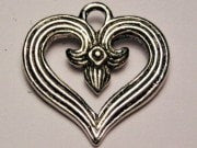 Heart With Fleur Genuine American Pewter Charm