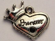 Heart With Princess Crown Genuine American Pewter Charm