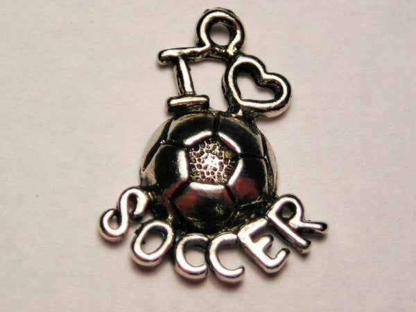 I Love Soccer Genuine American Pewter Charm