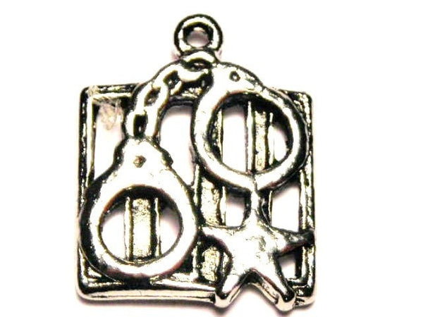 Jail Bars With Handcuffs Genuine American Pewter Charm