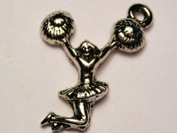 Jumping Cheerleader Genuine American Pewter Charm