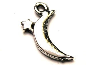 Quarter Moon And Star Genuine American Pewter Charm