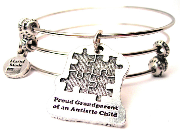 It Proud Grandparent Of An Autistic Child Triple Style Expandable Bangle Bracelet