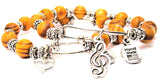 Treble Clef Music Note Natural Wood Double Bangle Set