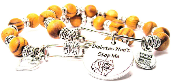 Diabetes Wont Stop Me Today Natural Wood Double Bangle Set