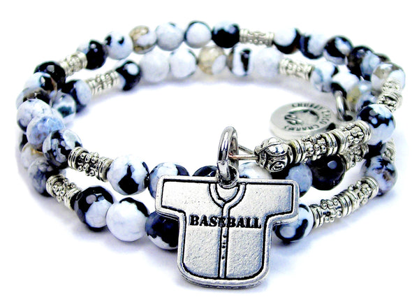 Baseball Jersey Agate Stone Microcrystalline Quartz Wrap Bracelet