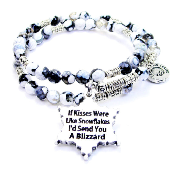 If Kisses Were Like Snowflakes I'd Send You A Blizzard Agate Stone Microcrystalline Quartz Wrap Bracelet