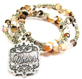 Mother Victorian Scroll Agate Stone Microcrystalline Quartz Wrap Bracelet