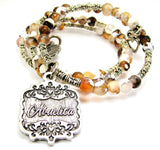 Abuelita Victorian Scroll Agate Stone Microcrystalline Quartz Wrap Bracelet