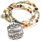 Memaw Victorian Scroll Agate Stone Microcrystalline Quartz Wrap Bracelet