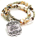 Tia Victorian Scroll Agate Stone Microcrystalline Quartz Wrap Bracelet